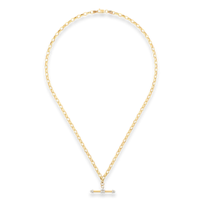 9ct Yellow Gold Oval Belcher T-Bar Necklace