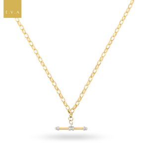 9ct Yellow Gold Oval Belcher T-Bar Necklace