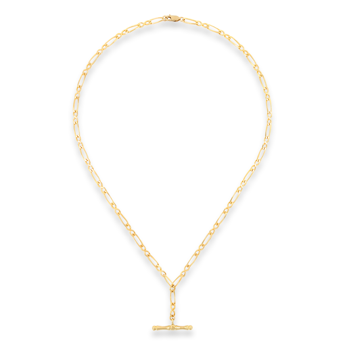 9ct Yellow Gold Fancy Infinity Link T-Bar Necklace