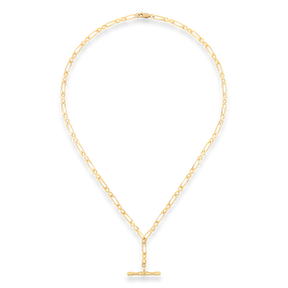9ct Yellow Gold Fancy Infinity Link T-Bar Necklace