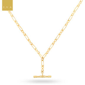 9ct Yellow Gold Fancy Infinity Link T-Bar Necklace