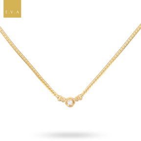 9ct Yellow Gold Diamond Set Herringbone Necklace