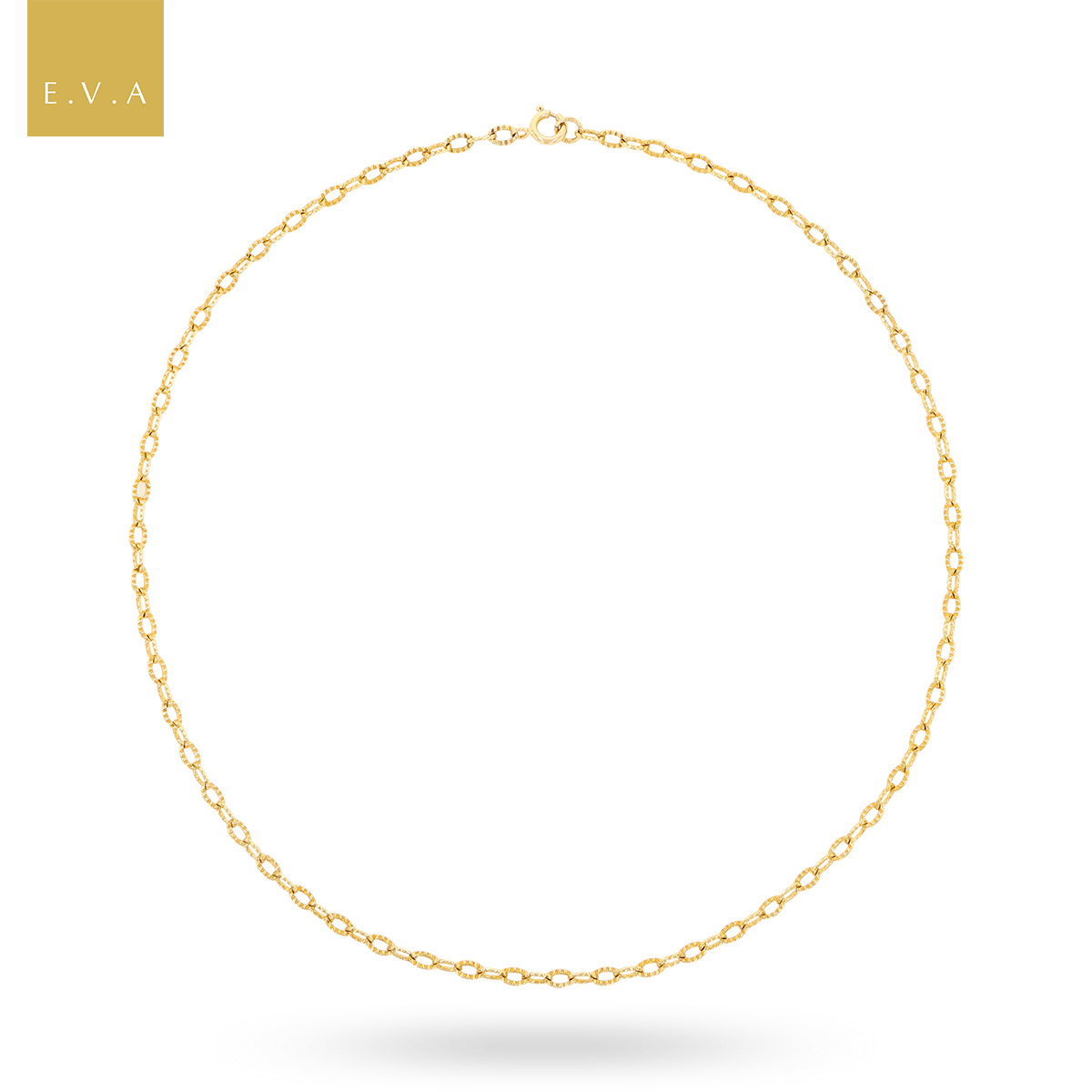 9ct Yellow Gold Oval Shaped Diamond Cut Link Necklace