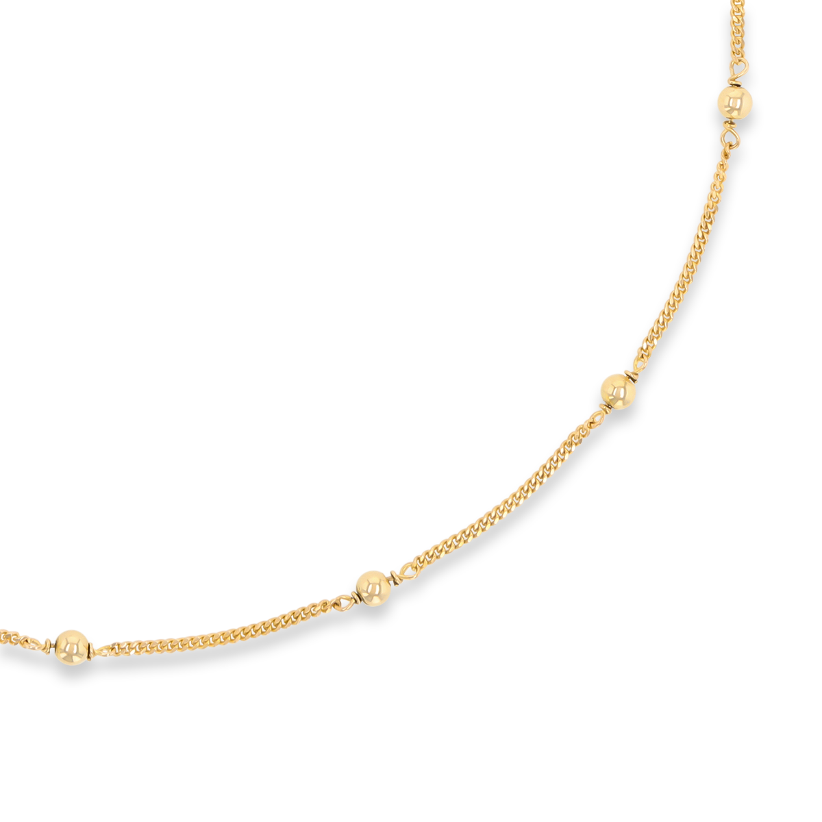 9ct Yellow Gold 17” Beaded Curb Necklace