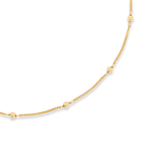 9ct Yellow Gold 17” Beaded Curb Necklace