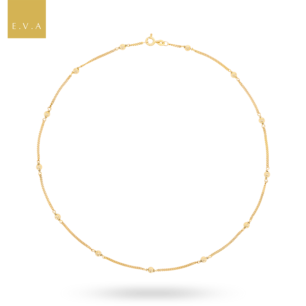 9ct Yellow Gold 17” Beaded Curb Necklace