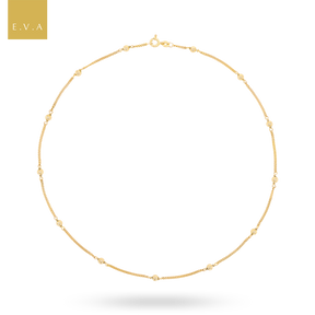 9ct Yellow Gold 17” Beaded Curb Necklace