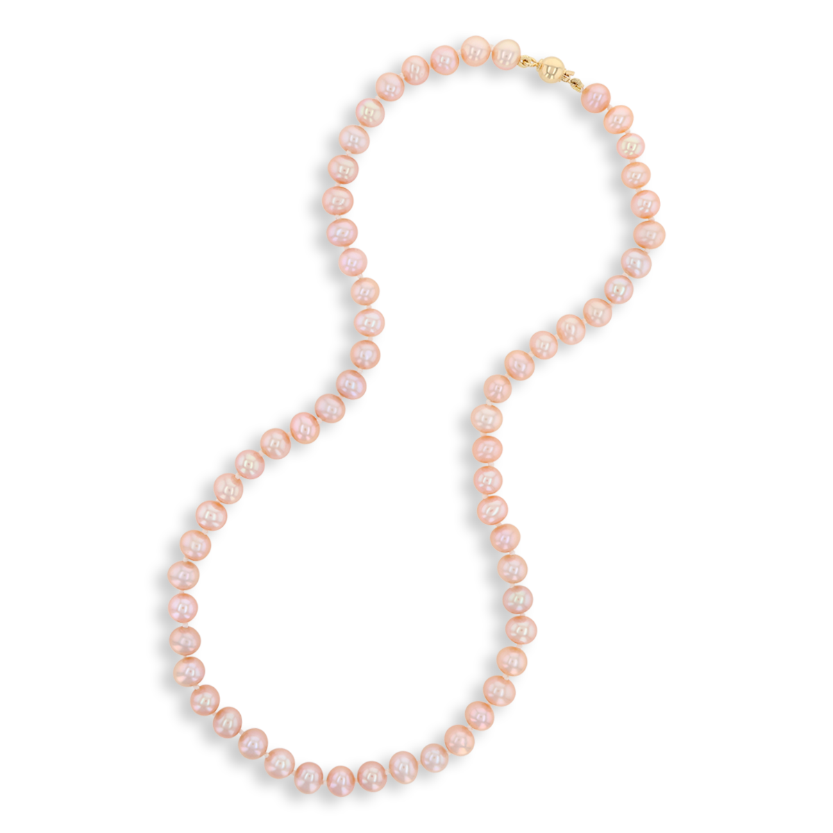 6.5-7mm Pink Cultured Freshwater Pearl 17.5” Necklace With 9ct Yellow Gold Clasp