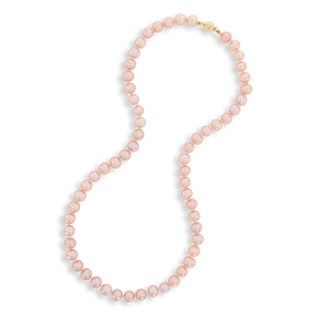 6.5-7mm Pink Cultured Freshwater Pearl 17.5” Necklace With 9ct Yellow Gold Clasp