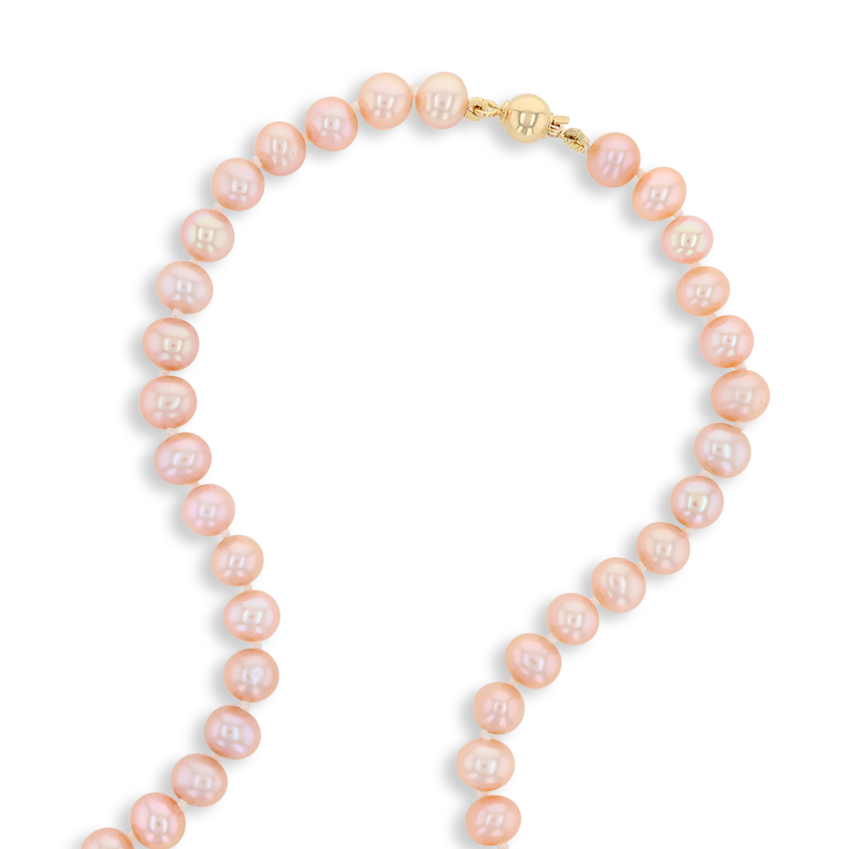 6.5-7mm Pink Cultured Freshwater Pearl 17.5” Necklace With 9ct Yellow Gold Clasp