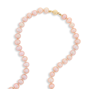 6.5-7mm Pink Cultured Freshwater Pearl 17.5” Necklace With 9ct Yellow Gold Clasp