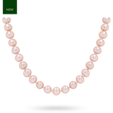 6.5-7mm Pink Cultured Freshwater Pearl 17.5” Necklace With 9ct Yellow Gold Clasp