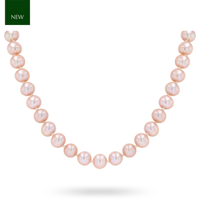 6.5-7mm Pink Cultured Freshwater Pearl 17.5” Necklace With 9ct Yellow Gold Clasp