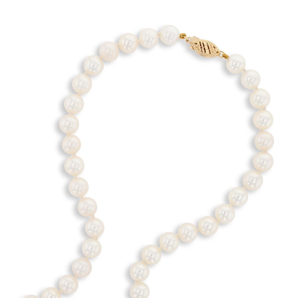 7-7.5mm White Cultured Freshwater Pearl 18” Necklace With 9ct Yellow Gold Clasp