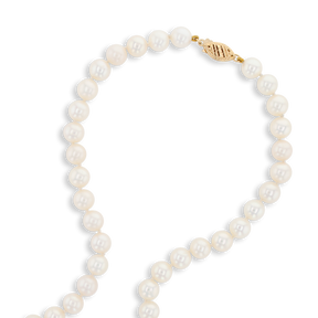 7-7.5mm White Cultured Freshwater Pearl 18” Necklace With 9ct Yellow Gold Clasp