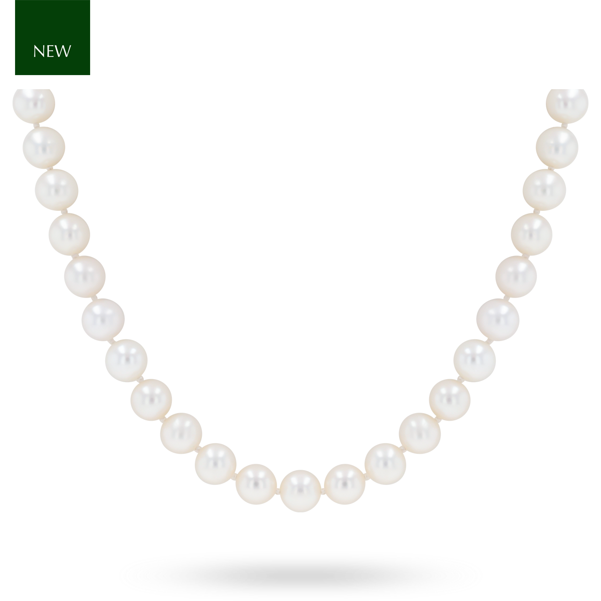 7-7.5mm White Cultured Freshwater Pearl 18” Necklace With 9ct Yellow Gold Clasp