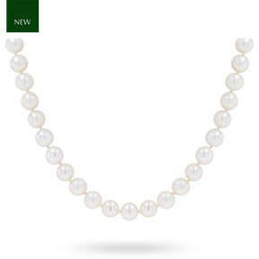 7-7.5mm White Cultured Freshwater Pearl 18” Necklace With 9ct Yellow Gold Clasp