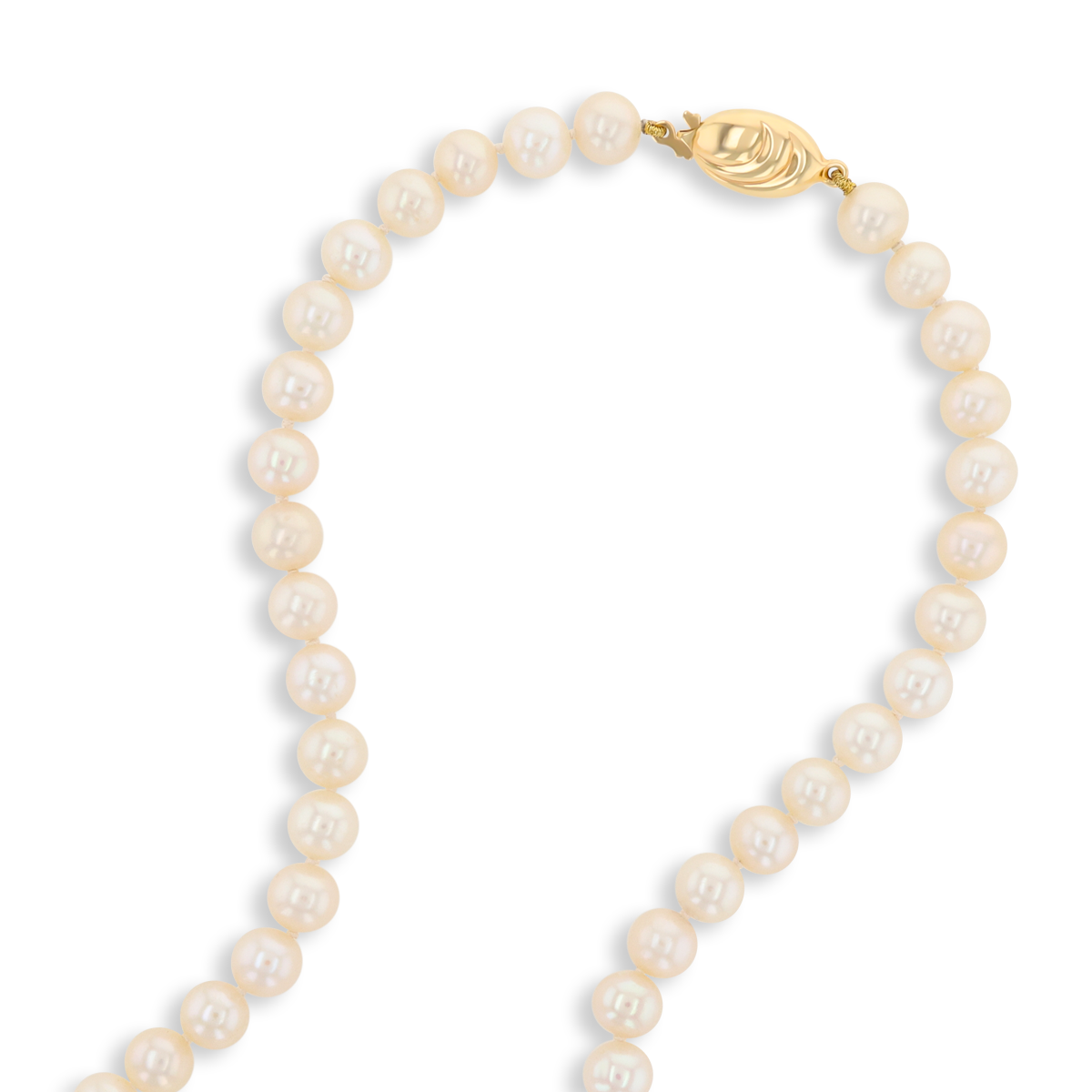 7-7.5mm Cream Cultured Freshwater Pearl 18” Necklace With 9ct Yellow Gold Clasp