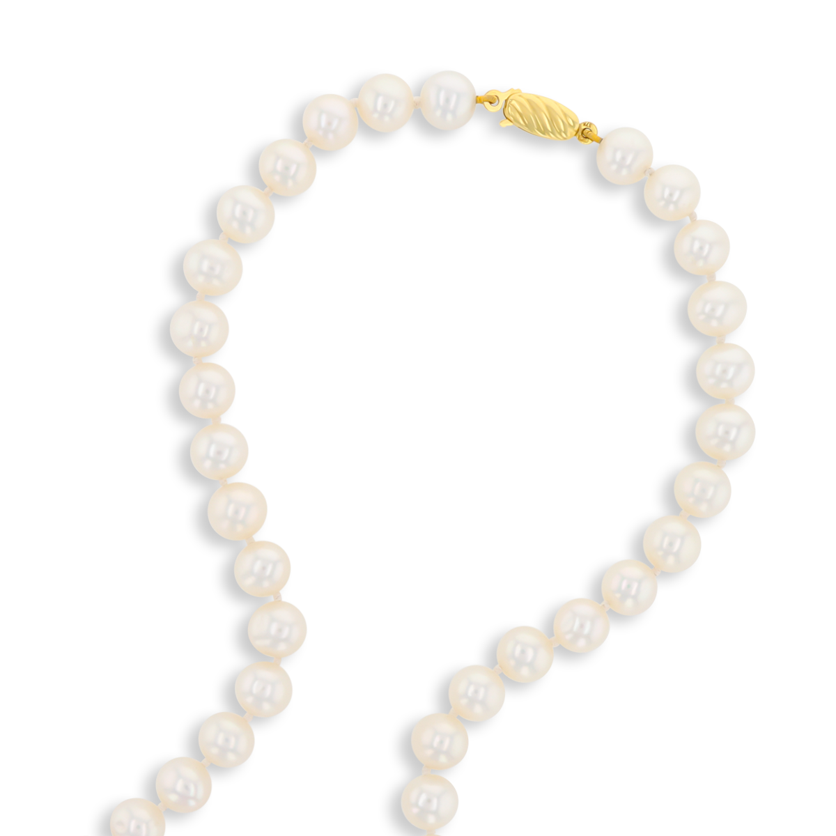 7-7.5mm White Cultured Freshwater Pearl 18.25” Necklace With 9ct Yellow Gold Clasp