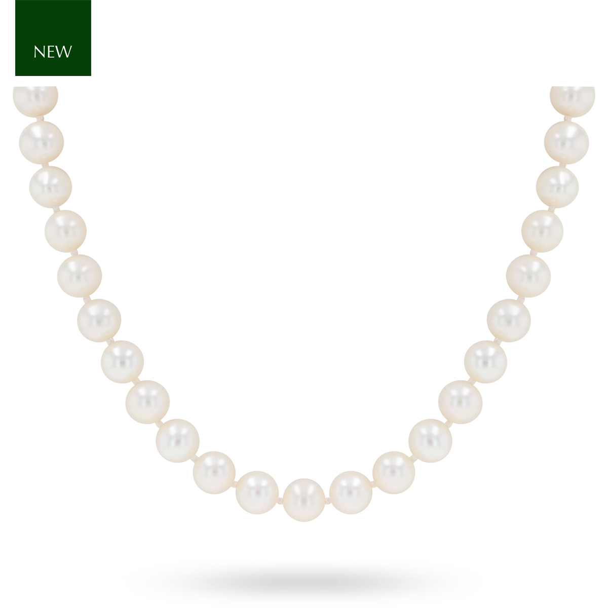 7-7.5mm White Cultured Freshwater Pearl 18.25” Necklace With 9ct Yellow Gold Clasp