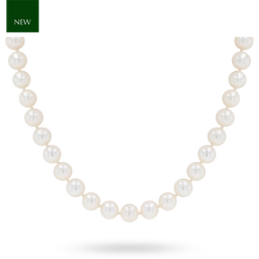 7-7.5mm White Cultured Freshwater Pearl 18.25” Necklace With 9ct Yellow Gold Clasp