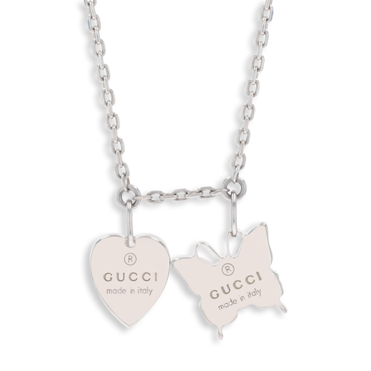 Gucci Sterling Silver Heart & Butterfly Necklace