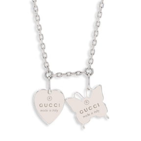 Gucci Sterling Silver Heart & Butterfly Necklace