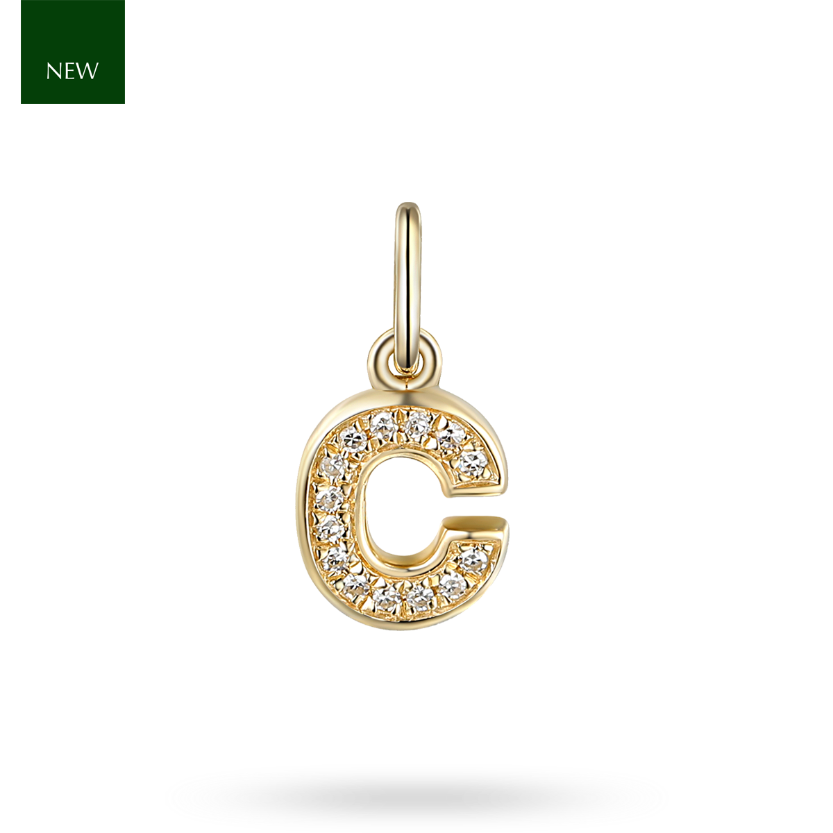 9ct Yellow Gold Diamond Set Initial C Charm