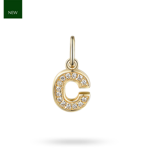 9ct Yellow Gold Diamond Set Initial C Charm