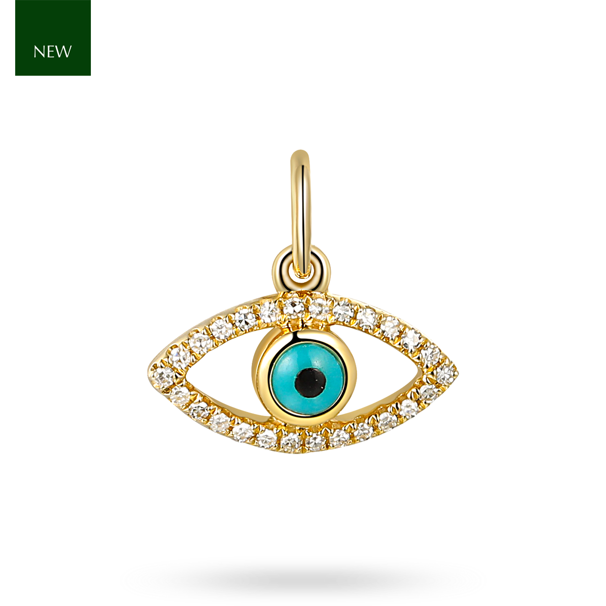 9ct Yellow Gold Diamond Set Evil Eye Charm