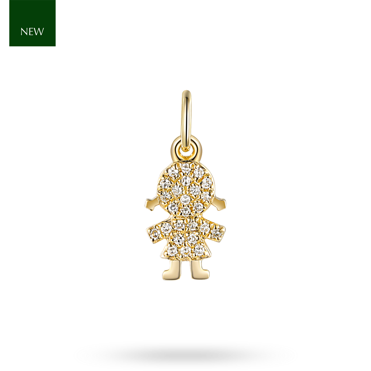 9ct Yellow Gold Diamond Set Girl Charm