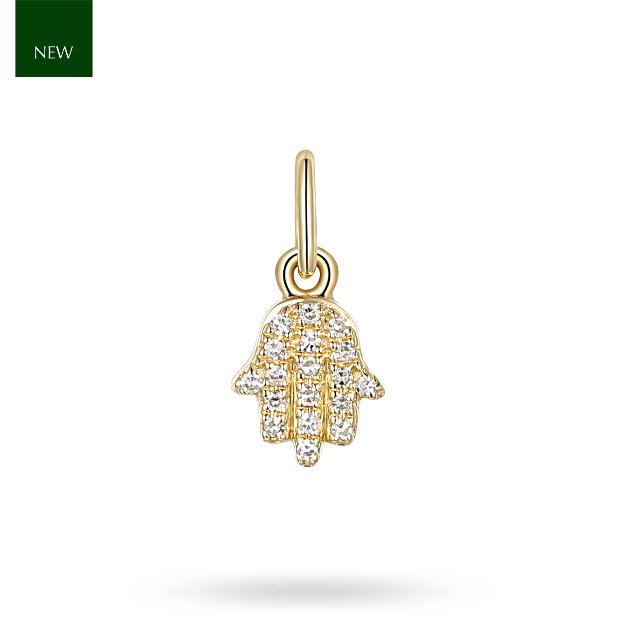 9ct Yellow Gold Diamond Set Hand Of Fatima Charm