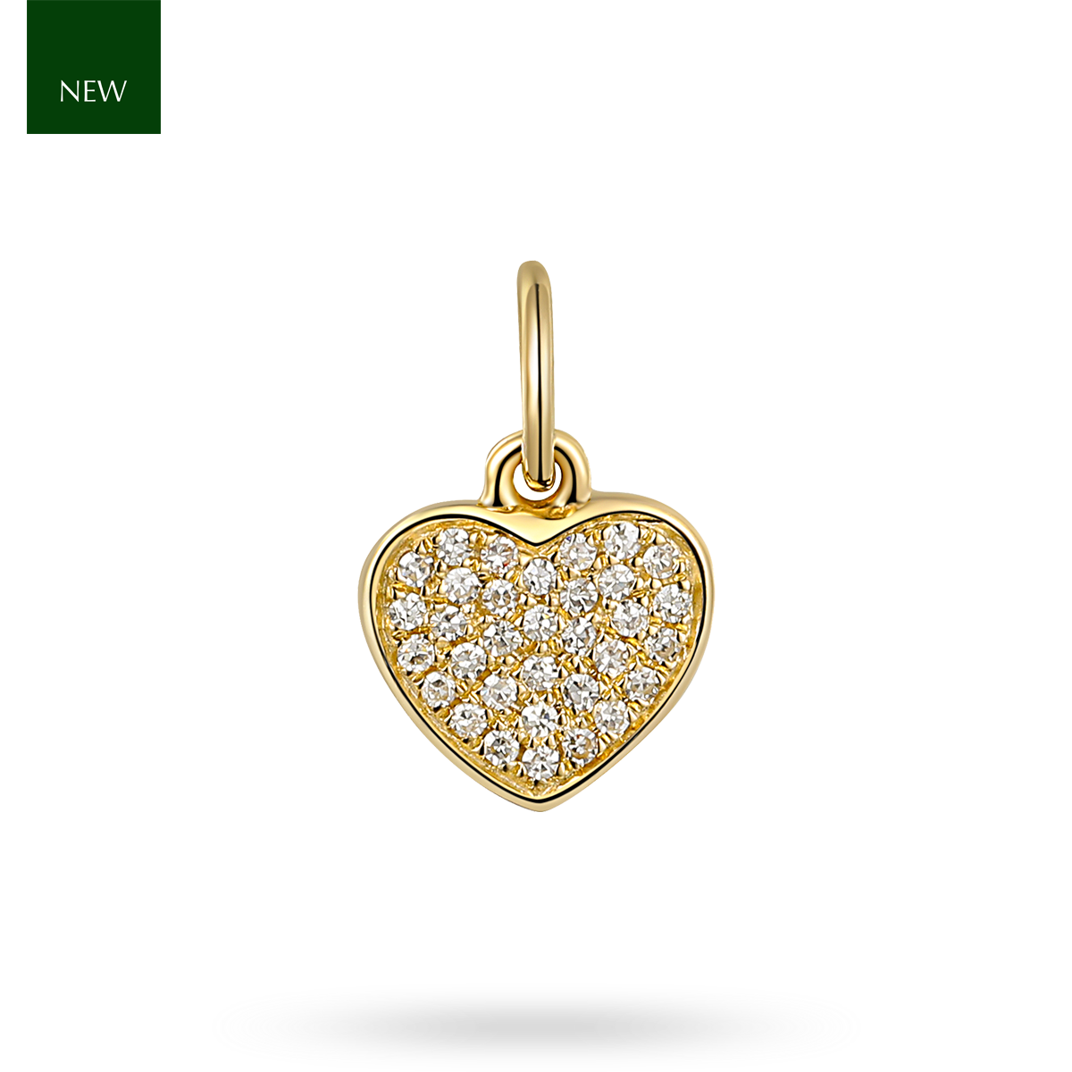 9ct Yellow Gold Diamond Set Heart Charm