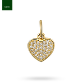 9ct Yellow Gold Diamond Set Heart Charm