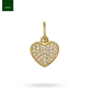 9ct Yellow Gold Diamond Set Heart Charm