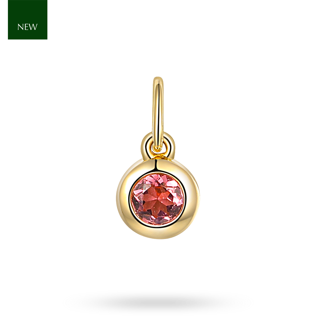 9ct Yellow Gold Pink Tourmaline Bezel Set Charm