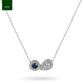 9ct White Gold Sapphire & Diamond Toi et Moi Cluster Necklace