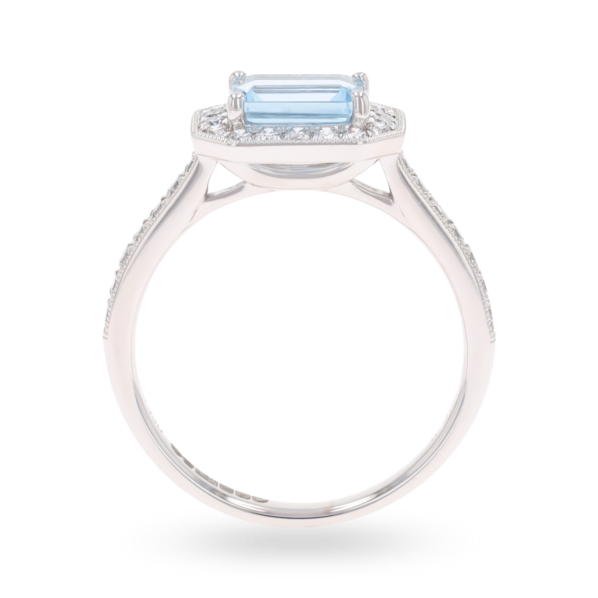 Platinum Octagonal Shaped Aquamarine & Diamond Cluster Ring