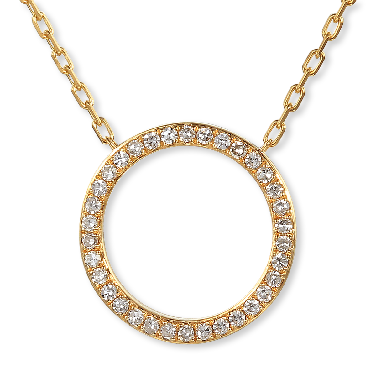 9ct Yellow Gold Open Circle Diamond Set Necklace