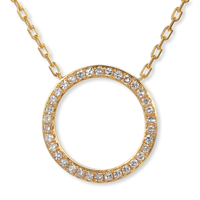 9ct Yellow Gold Open Circle Diamond Set Necklace