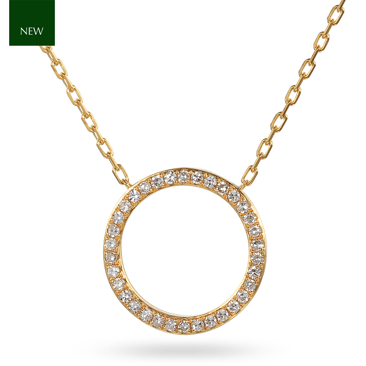 9ct Yellow Gold Open Circle Diamond Set Necklace