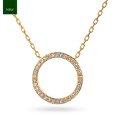 9ct Yellow Gold Open Circle Diamond Set Necklace