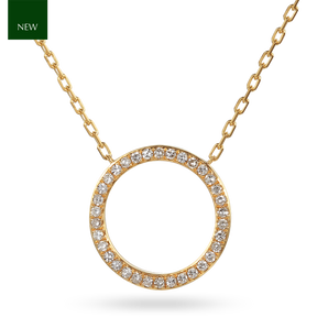 9ct Yellow Gold Open Circle Diamond Set Necklace