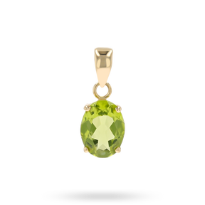 9ct Yellow Gold Oval Shaped Peridot Claw Set Pendant