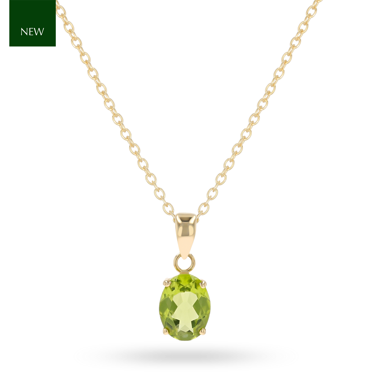 9ct Yellow Gold Oval Peridot Solitaire Pendant
