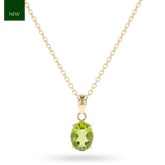 9ct Yellow Gold Oval Shaped Peridot Claw Set Pendant & Chain