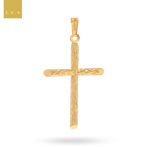 18ct Yellow Gold Barked Cross Pendant