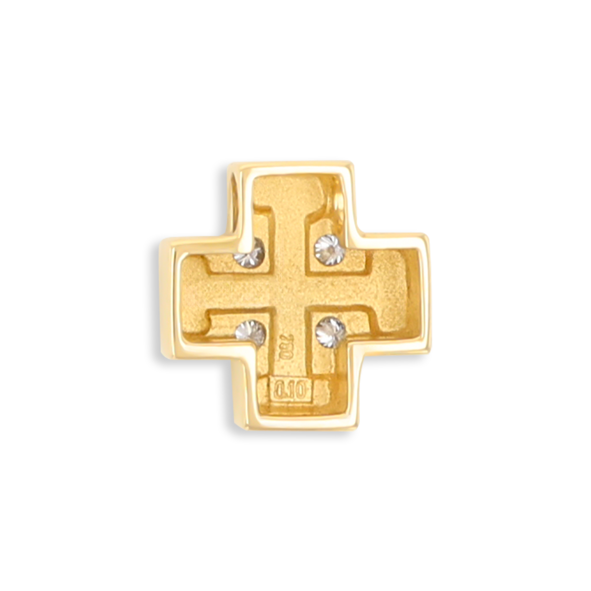18ct Yellow Gold Diamond Set Square Cross Pendant