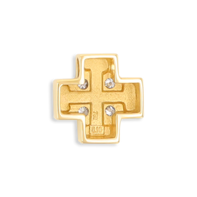18ct Yellow Gold Diamond Set Square Cross Pendant