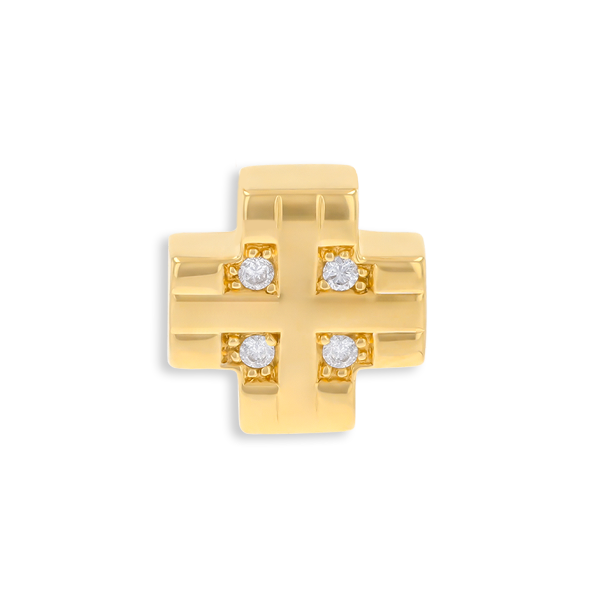 18ct Yellow Gold Diamond Set Square Cross Pendant